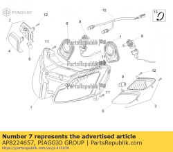 Aprilia AP8224657, Lewa os?ona przedniego reflektora, OEM: Aprilia AP8224657