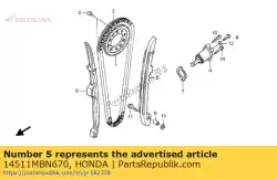 Here you can order the tensioner, cam chain from Honda, with part number 14511MBN670: