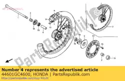 Ici, vous pouvez commander le moyeu, fr, roue auprès de Honda , avec le numéro de pièce 44601GC4600: