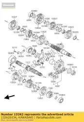 Here you can order the gear,input 2nd,12t lv1000-a1h from Kawasaki, with part number 13262S034: