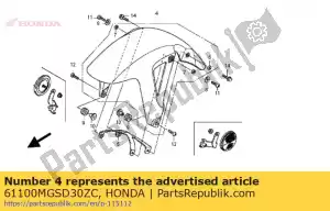 Honda 61100MGSD30ZC fender comp., fr. * nh463m - Onderkant