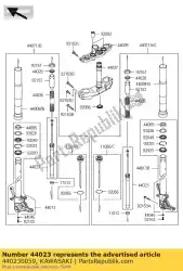 Ici, vous pouvez commander le ensemble-cylindre-fourche zr1000b7f auprès de Kawasaki , avec le numéro de pièce 440230059: