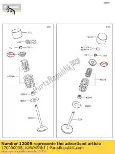 kawasaki 120090008 retainer-valve spring kx450d6f - Bottom side