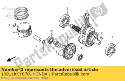 Aqui você pode pedir o conjunto de anéis, pistão (padrão) em Honda , com o número da peça 13011KCY670: