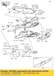 stootkussen, staartdekking, lh zg1400a8f van Kawasaki, met onderdeel nummer 391560403, bestel je hier online: