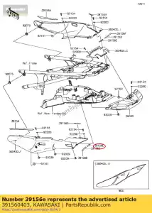 kawasaki 391560403 stootkussen, staartdekking, lh zg1400a8f - Onderkant