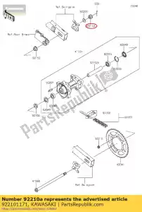 Kawasaki 922101171 nut,castle,16mm - Bottom side