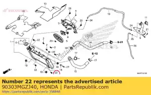 Honda 90303MGZJ40 tuerca, clip, 6 mm - Lado inferior