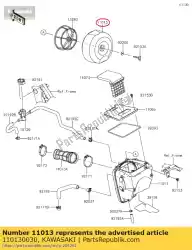 Aqui você pode pedir o filtro de elemento de ar klx250s9f em Kawasaki , com o número da peça 110130030: