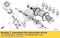 Aquí puede pedir rodamiento c, biela (marrón) de Honda , con el número de pieza 13216MEL003: