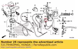 Ici, vous pouvez commander le support, interrupteur d'arrêt sous-cordon auprès de Honda , avec le numéro de pièce 53179HN5M40:
