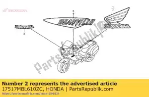 Honda 17517MBL610ZC mark, l. fuel tank (###) - Bottom side