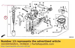 honda 16100HS0A01 carburador assy. (pdc1n a) - Lado inferior