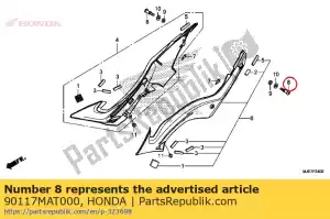 honda 90117MAT000 bolt, hook, - Bottom side