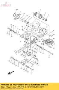 yamaha 933173223100 rodamiento, cilíndrico (23x) - Lado inferior