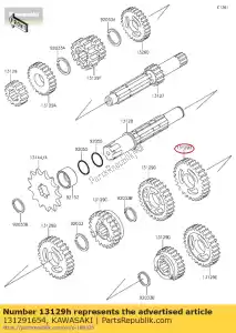 Kawasaki 131291654 saída da engrenagem 3, 31t - Lado inferior