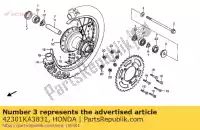 42301KA3831, Honda, eixo da roda traseira honda cr  r cr125r cr250r 125 250 , Novo