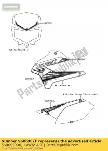 kawasaki 560693990 patrón, cubierta, lwr, lh klx250se - Lado inferior