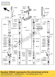 wacht, vork, links, wit van Kawasaki, met onderdeel nummer 550200060RZ, bestel je hier online: