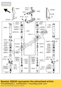 Kawasaki 550200060RZ wacht, vork, links, wit - Onderkant