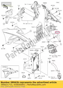 kawasaki 390621712 hose-cooling,cylinder kx80-w1 - Bottom side