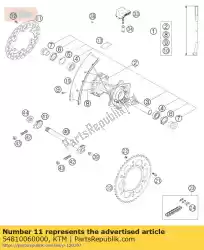 Aquí puede pedir disco de freno trasero d = 220mm 03 de KTM , con el número de pieza 54810060000: