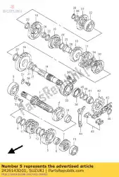 Aquí puede pedir engranaje, sexto accionado de Suzuki , con el número de pieza 2426143D01: