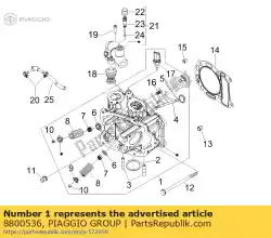 Aqui você pode pedir o cabeça de cilindro completa em Piaggio Group , com o número da peça 8800536: