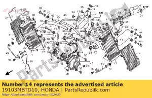 Honda 19103MBTD10 braçadeira, tampa do tanque de reserva - Lado inferior