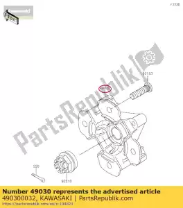 kawasaki 490300032 hub, fr kvf750d8f - Onderkant