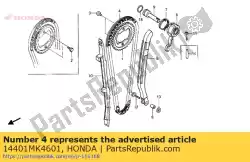 Ici, vous pouvez commander le chaîne, came (borg warner) auprès de Honda , avec le numéro de pièce 14401MK4601: