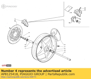 aprilia AP8125418 wheel spindle screw - Upper side