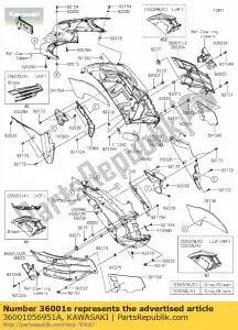 kawasaki 36001056951A 01 cover-side,rh,m.c.gray - Bottom side