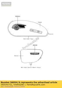 Kawasaki 560540752 merk, tank, rechts, w - Onderkant