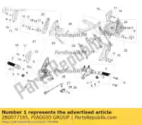 2B0077165, Piaggio Group, pedana pilot dx kompletna aprilia zd4ky zd4kya00 zd4kyb zd4kyb00 zd4kyua 1100 2021 2022, Nowy