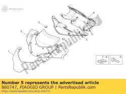 Aqui você pode pedir o carenagem inferior do guiador em Piaggio Group , com o número da peça 860747: