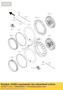 kawasaki 410021720 pneu, fr, 80 / 100-21 51m kdx200-e - Lado inferior