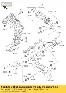 Kawasaki 391110321 rod-tie,suspension - Bottom side