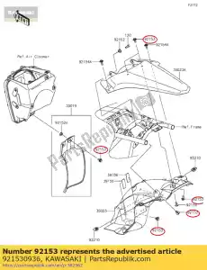 kawasaki 921530936 bout, met flens, 6x14 kx65a6f - Onderkant