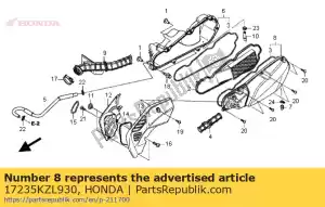 Honda 17235KZL930 cubierta subconjunto., aire limpio - Lado inferior