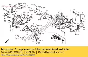 Honda 64266MEW920 guide, r. air de capot central - La partie au fond