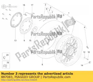 Piaggio Group 887083 largo habló l = 154.9mm - Lado inferior