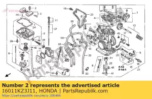 Honda 16011KZ3J11 valve set, float - Bottom side