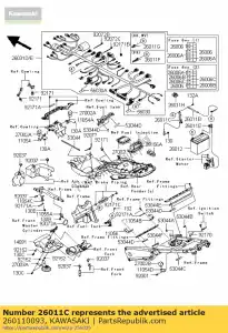 Kawasaki 260110093 draadkabel, batterij (-) - Onderkant