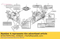 Here you can order the label, drive chain 3m004849 from Honda, with part number 87507KPH740: