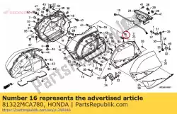 Aqui você pode pedir o haste b, atacante do alforje em Honda , com o número da peça 81322MCA780: