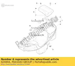 Ici, vous pouvez commander le rabat de batterie complet auprès de Piaggio Group , avec le numéro de pièce 624844: