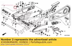 Ici, vous pouvez commander le guide, flexible de frein auprès de Honda , avec le numéro de pièce 43468KRNA90: