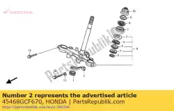 Tutaj możesz zamówić prowadnica, linka hamulca dolna od Honda , z numerem części 45468GCF670: