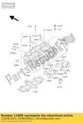 head-comp-cylinder zr750-f1 van Kawasaki, met onderdeel nummer 110081363, bestel je hier online: